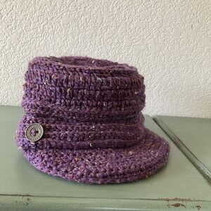 Screamer‎ Winter Ski Hat Purple Knit Light Pattern Fleece Outdoor Cap